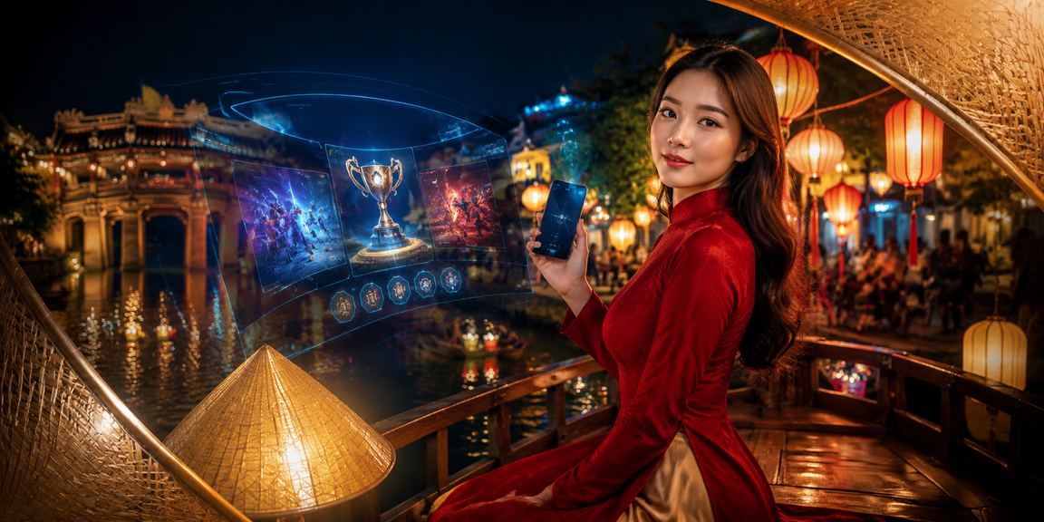 Người dùng tại Hội An theo dõi kèo esports trên điện thoại với giao diện tiếng Việt rõ ràng