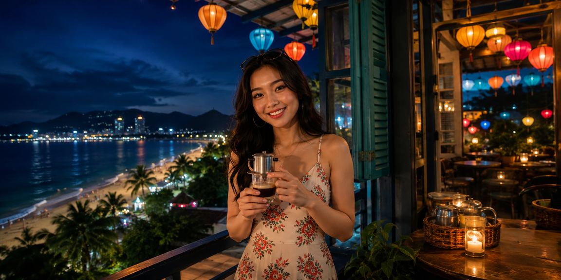 Người chơi tại Nha Trang xem kèo thể thao và cá cược High Roller qua điện thoại bên ly cà phê